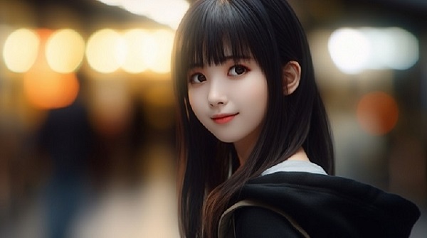黒髪、黒い瞳が魅力の日本女性