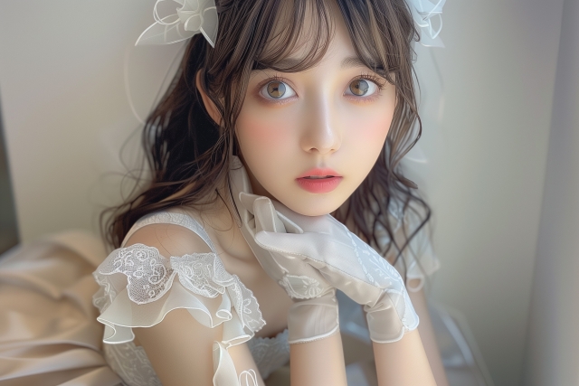 目が大きく見える女性